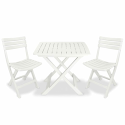 3-dijelni sklopivi bistro set plastični bijeli