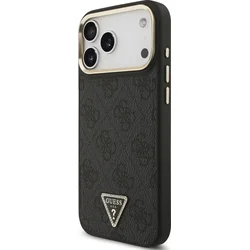 GUESS maskica za IPHONE 17 Pro Max kompatibilna s MagSafe (4G PU s trokutastim logotipom) zlatno-crna