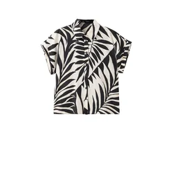 MANGO Bluza LIFE  bež / črna