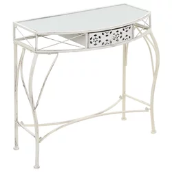 Bočni stolić u francuskom stilu metalni 82 x 39 x 76 cm bijeli