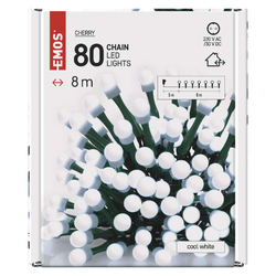 EMOS Svetlosni lanac - cherry 80 LED/ 8 m CW tajmer