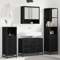 Set namještaja za kupaonicu 3 pcs Crni hrast Konstruirano drvo