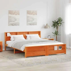Krevetna konstrukcija Vosak smeđa 200 x 200 cm Masivna borovina