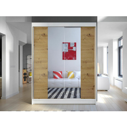 Garderoba Atlanta 141 Craft hrast, Bijela, 200x150x58cm, Porte guardarobaVrata garderobe: Klizna vrata