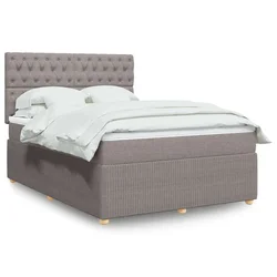 vidaXL Box spring postelja z vzmetnico taupe 160x200 cm blago