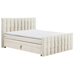 MID.YOU POSTELJA BOXSPRING 180 cm  x 200 cm , tekstil, leseni material krem barve