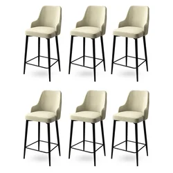 Hanah Home Set barskih stolica Enox, 6 komada, Krem-crni