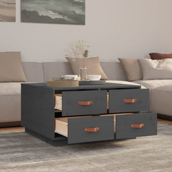 Stolić za kavu sivi 80 x 80 x 45 cm od masivne borovine