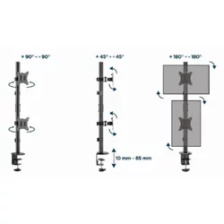 GEMBIRD MA-D2-02 Gembird Podesivi vertikalni stoni drzač za dva monitora, tilt, 17-32, 2x9kg, Crni