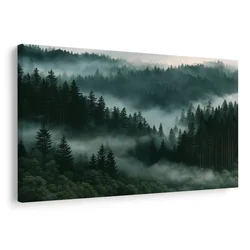 Slika meglen gorski iglasti gozd - 30x20