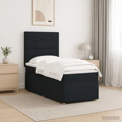 vidaXL LED posteljni pod z vzmetnico Črna 100 x 200 cm Blago