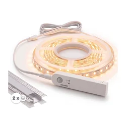 KOMPLET 1x LED traka sa senzorom FLEX LED/3,6W/4xAA 2 m + 2x ugradni profil 1 m