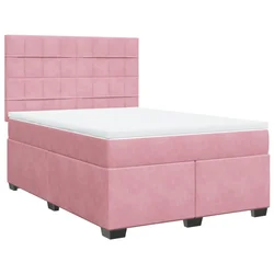 Vidaxl Box spring postelja z vzmetnico roza 160x200 cm žamet