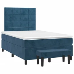 Vidaxl Box spring postelja z vzmetnico temno moder 120x190 cm žamet