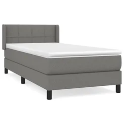 Vidaxl Box spring postelja z vzmetnico temno siva 90x190 cm blago