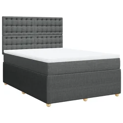 Vidaxl Box spring postelja z vzmetnico temno siva 160x200 cm blago