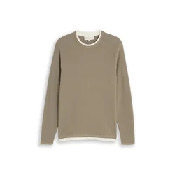 TOM TAILOR DENIM Pulover kaki / bela