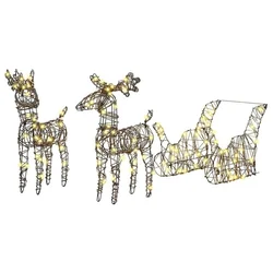 Reindeer vuče saonice Topla bijela 53 x 28 x 33 cm Ratan