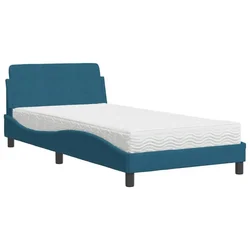 Vidaxl Postelja z vzmetnico Dover modra 100x200 cm žamet