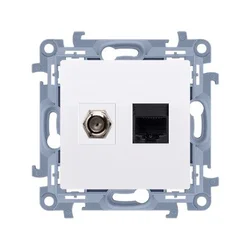 Antenska vtičnica tip F + RJ45 kat. 5e (modul), bela Simon10