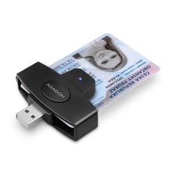 Čitač pametnih kartica Axagon USB 2.0 CRE-SM5 Smart Card Pocket Reader - Crna - Axagon