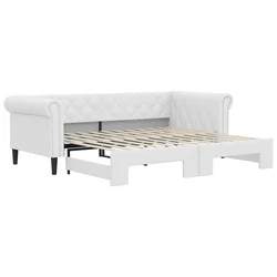 Vidaxl Izvlečna dnevna postelja bela 90x200 cm umetno usnje