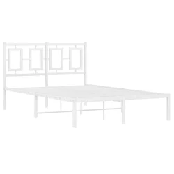 Vidaxl Kovinski posteljni okvir z vzglavjem bel 120x200 cm