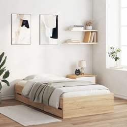 vidaXL Posteljni okvir s predali sonoma hrast 75x190 cm inženirski les