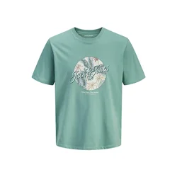 JACK & JONES Majica JJHONOLULU smaragd/meta/jelka/bela