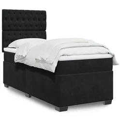 VIDAXL Box spring postelja z vzmetnico črna 90x200 cm žamet