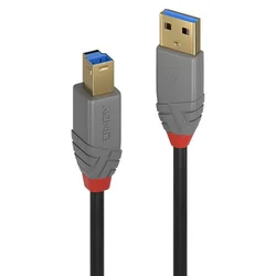 Lindy USB 3.2 Gen 1 AB kabel 2 m črno/siv