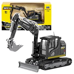 Huina Metal Crawler Excavator z Buldožerjem Črna 1:50
