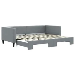 Vidaxl Izvlečna dnevna postelja svetlo siva 90x200 cm blago