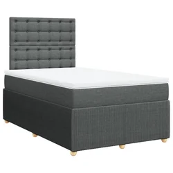 Vidaxl Box spring postelja z vzmetnico temno siva 120x200 cm blago