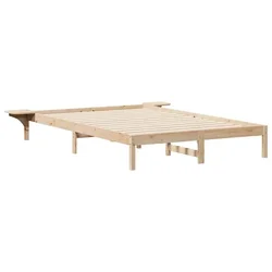 Vidaxl Posteljni okvir s stranskimi omaricami Naravna 160 x 210 cm