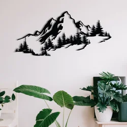 Wallity Metalna zidna dekoracija planine 67x30 cm crna