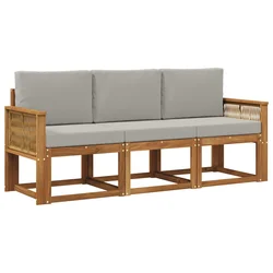 Set vanjskih sofa 3 pcs Prirodna i svjetlosiva Poliester