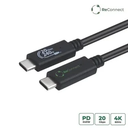 MicroConnect USB-C kabel 3.2 Gen 2x2 0,25 m črne barve ECO-USB3.2CC0.25