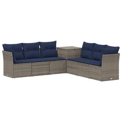 Set sofe 7 pcs Siva i tamnoplava Poli Rattan i čelik