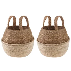 Saksija za biljke s ručkama 2 pcs Bijela O 22 x 20 cm