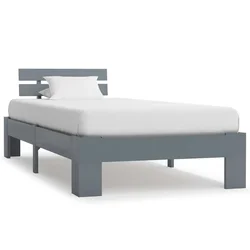 Vidaxl Posteljni okvir siv iz trdne borovine 100x200 cm