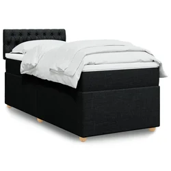 vidaXL Box spring postelja z vzmetnico črn 90x190 cm blago