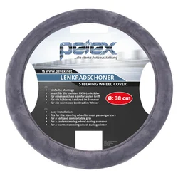Plush steering wheel cover (grey, diameter 38 cm)