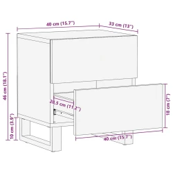 Noćni ormarići 2 kom 40 x 34 x 46 cm masivno bagremovo drvo