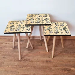 Hanah Home Set klub stočića 3Shp88, 3 komada, Roze