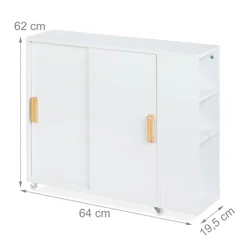 Northix Nišna omarica na kolesih MDF 4 predali bela