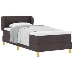 Vidaxl Postelja z vzmetnico z vzglavjem Temno rjava 100 x 200 cm blago