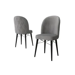 Hanah Home set trpezarijskih stolica Bika 2 kom, siva tkanina Babyface, crne drvene noge