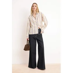 Trendyol Bluza čokolada / rumena / bela
