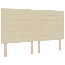 Vidaxl LED Box Spring Postelja z vzmetnico krema 180 x 200 cm blago